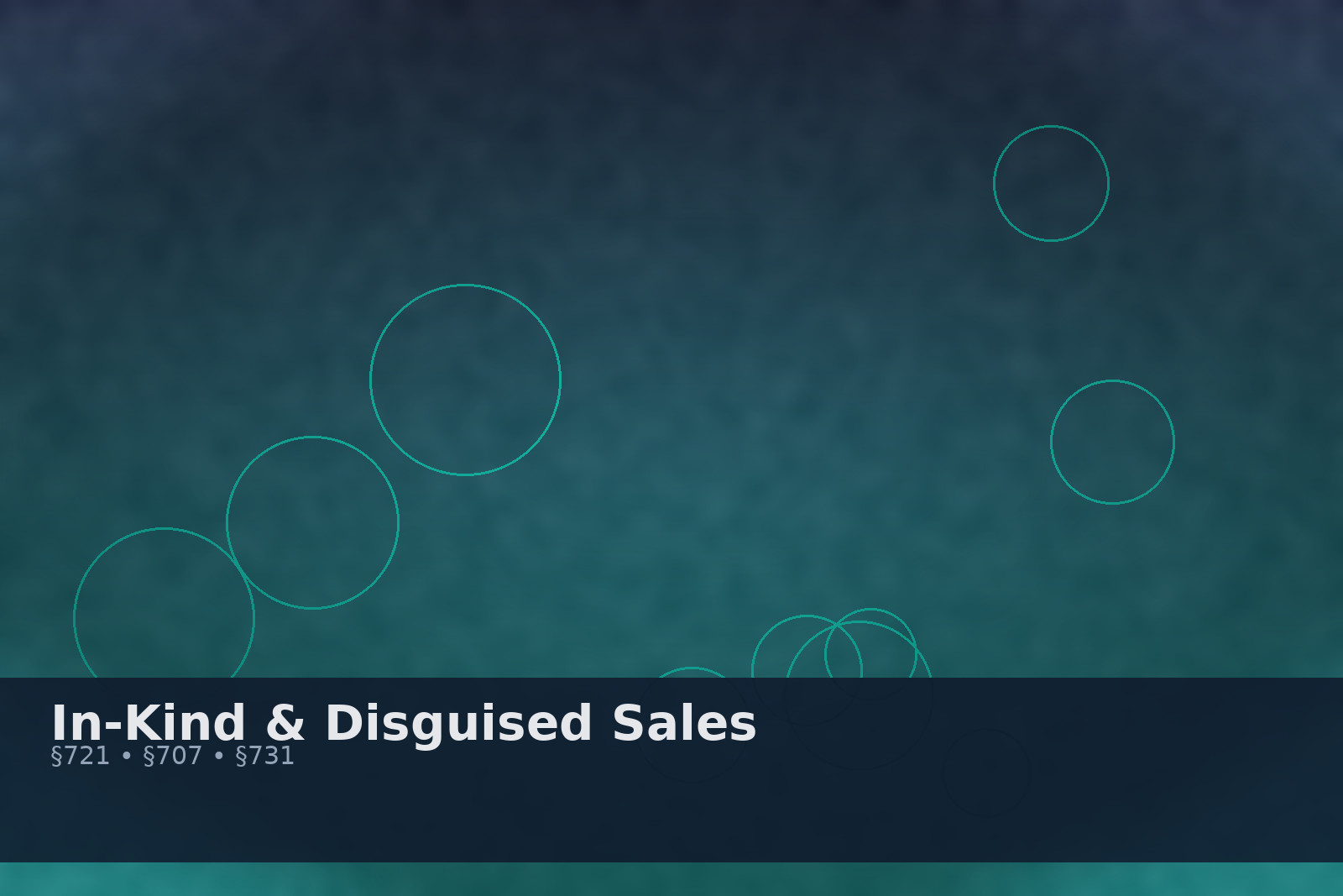 Abstract photo-style banner for in-kind and disguised sale rules